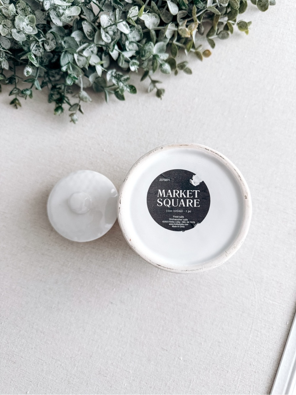 Market Square White Ceramic Honey Pot | Lidded Canister - Picture 4 of 4